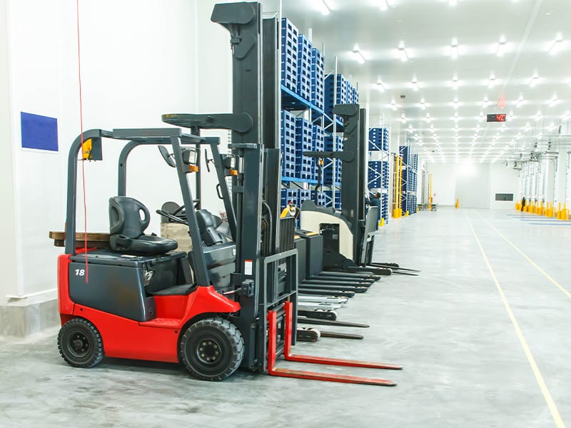 electric forklift in warehouse